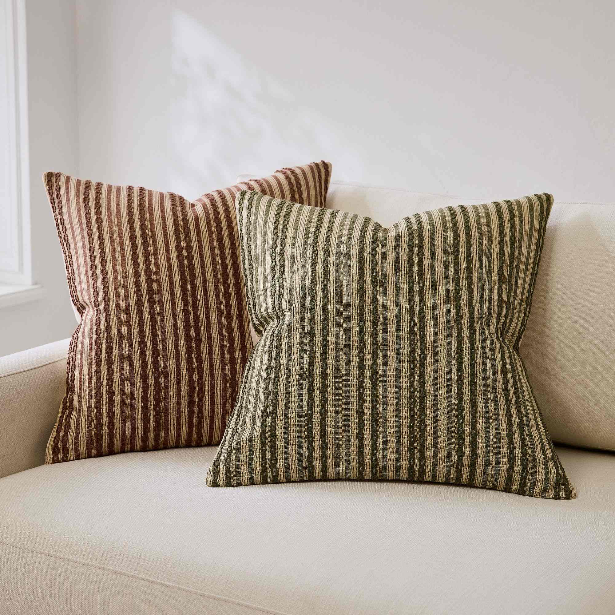 Embroidered Stripe Pillow Cover
