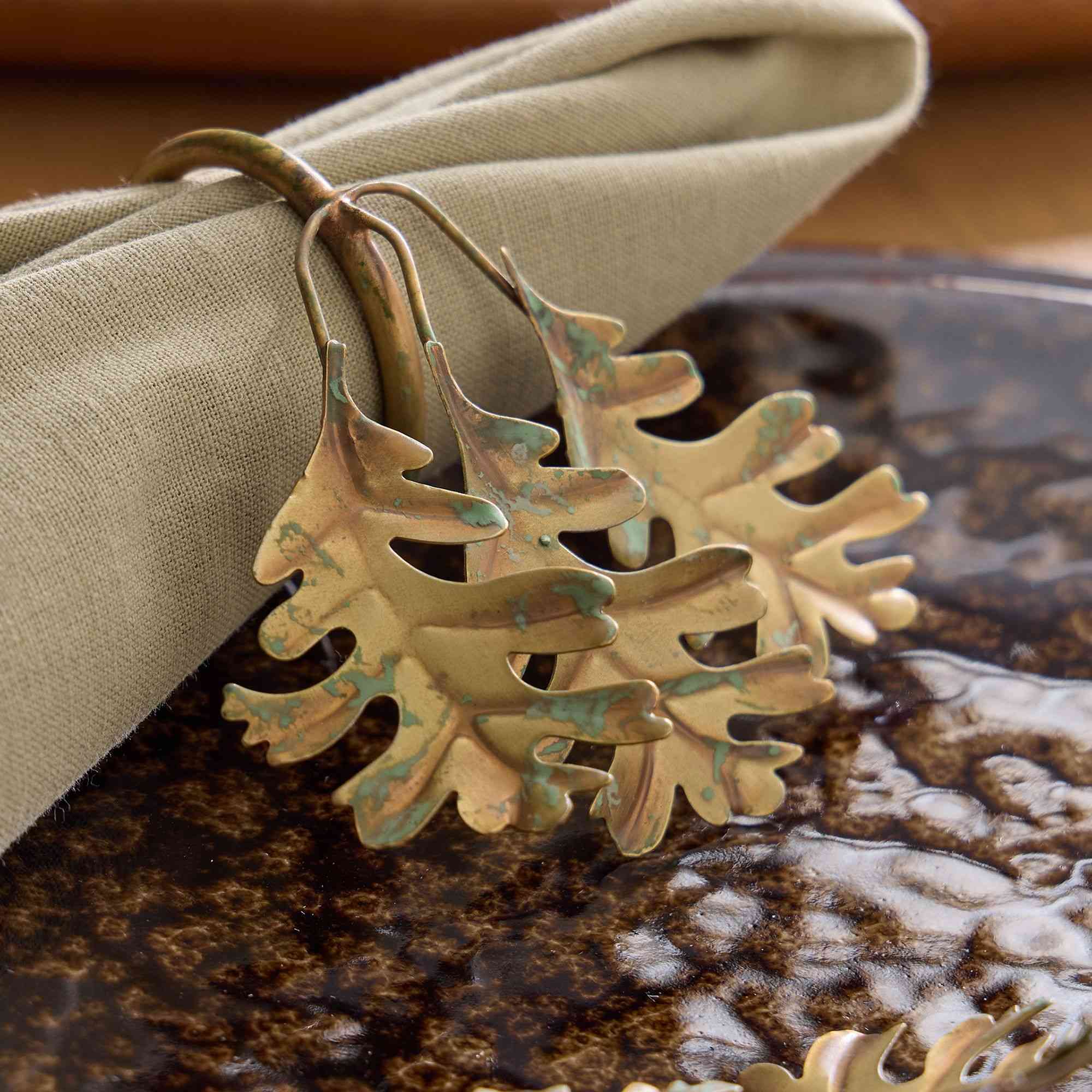 west elm | Theron Metal Botanical Napkin Ring Sets