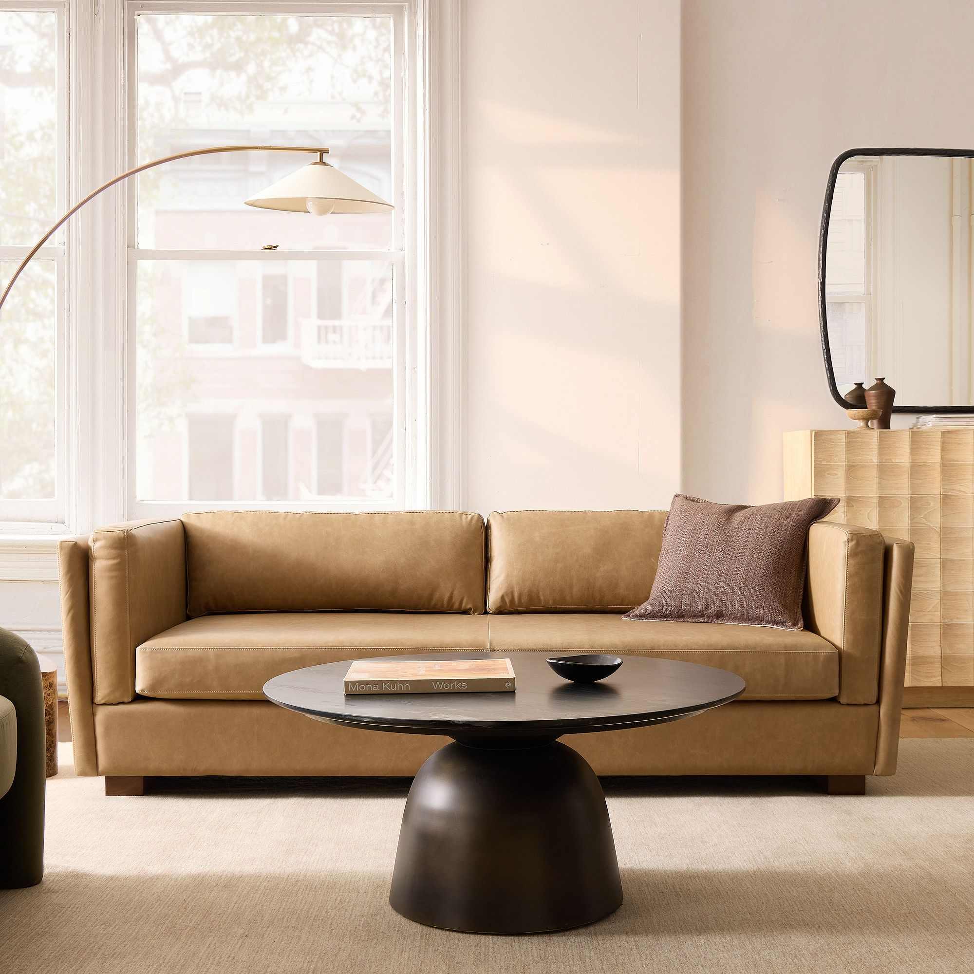 west elm | Thea Leather Sofa (86"), Ludlow Leather, Cumin