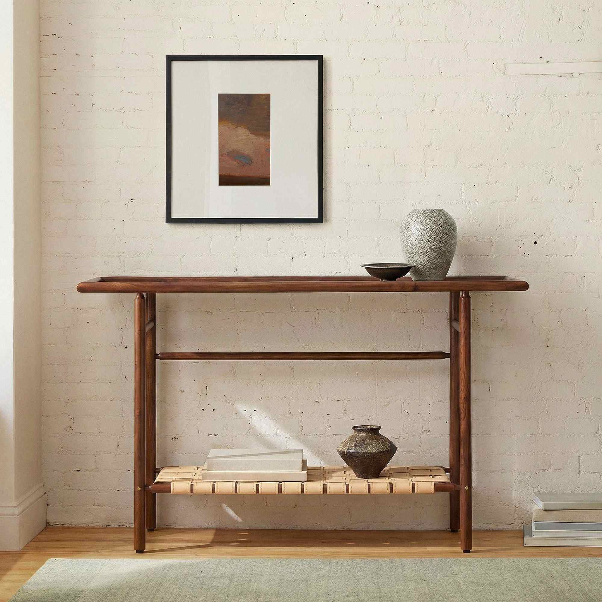 west elm | Aniya Woven Leather Console Table (45")