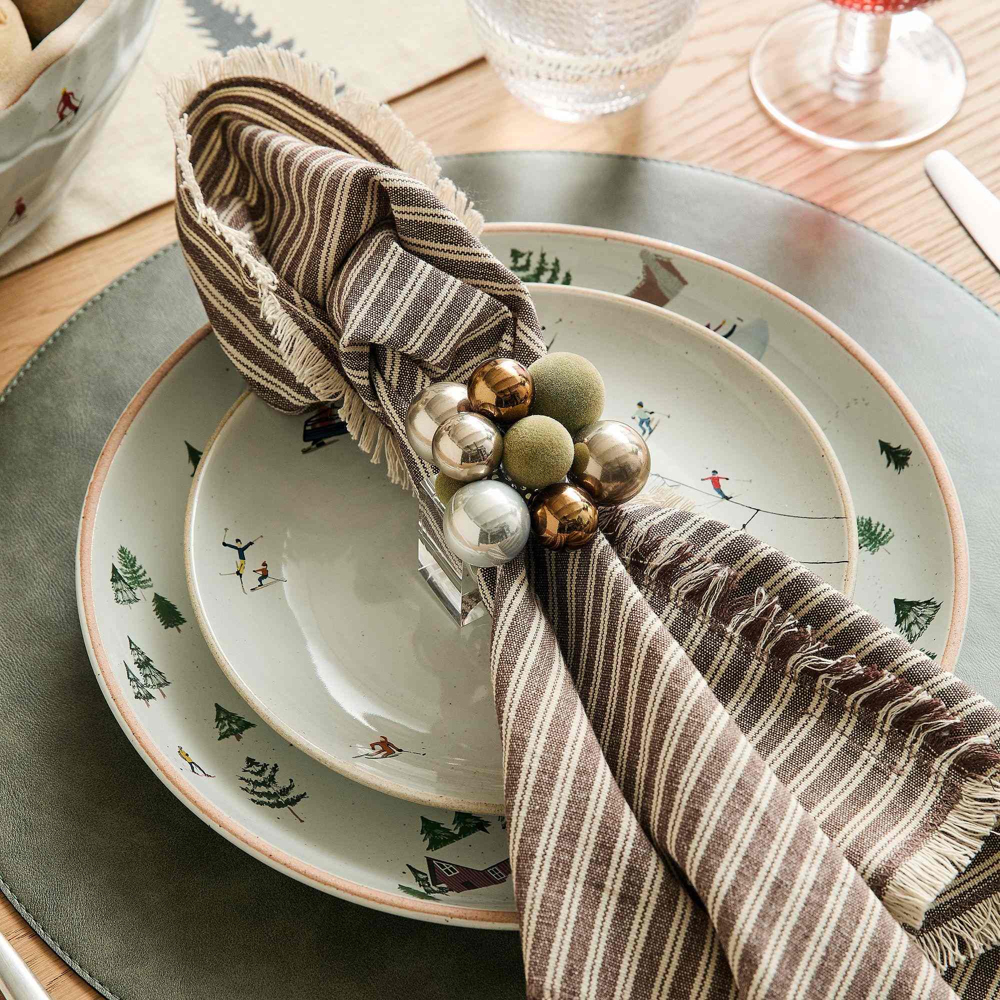 Ball Ornament Napkin Ring Sets