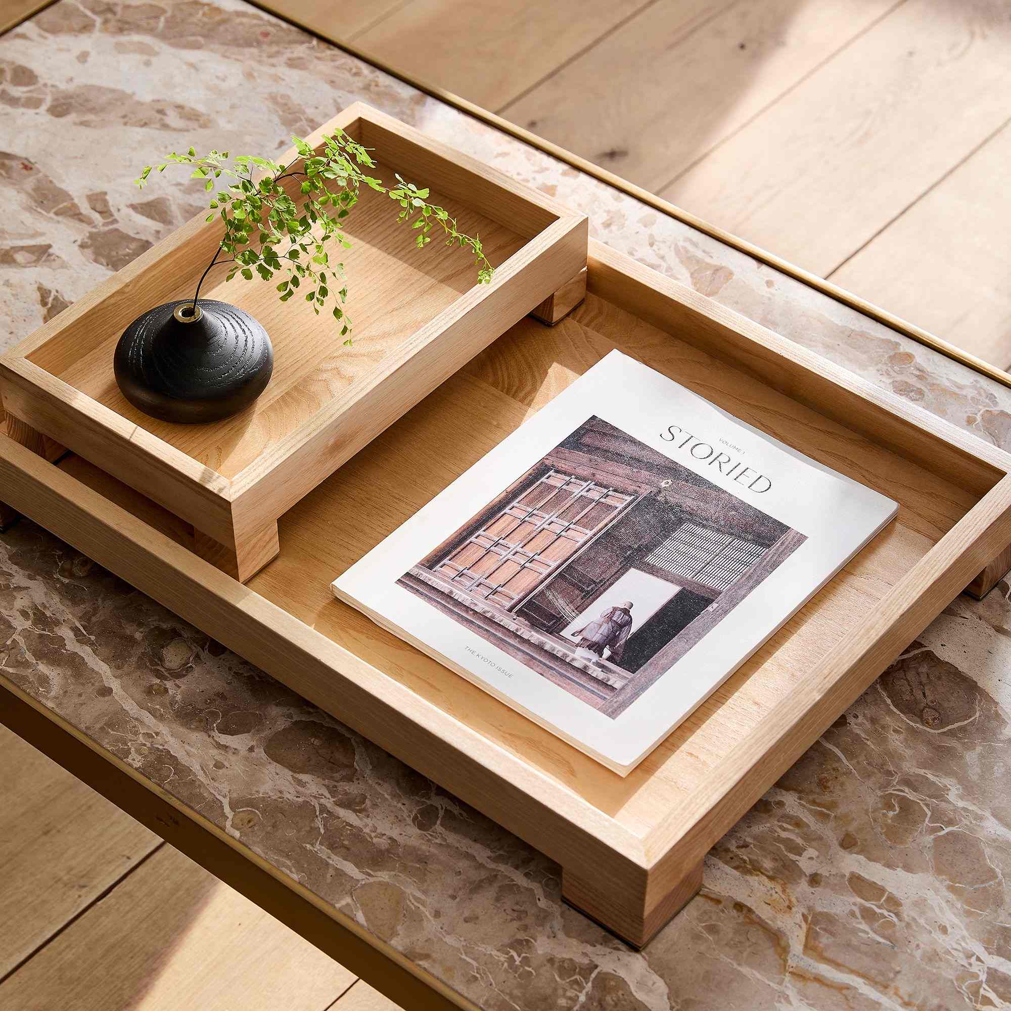 Pedestal Wood Trays