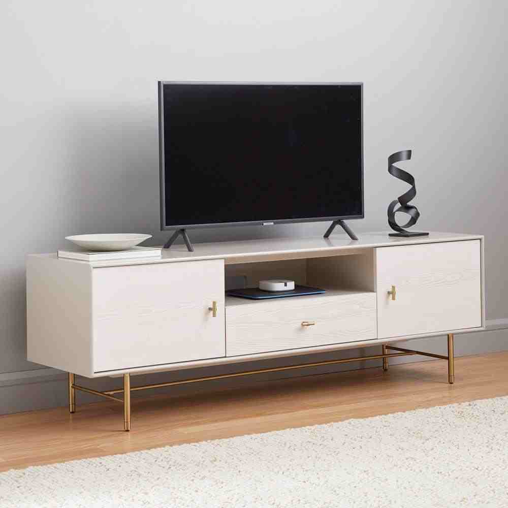 Modernist Wood + Lacquer Media Console (68") - Winter Wood