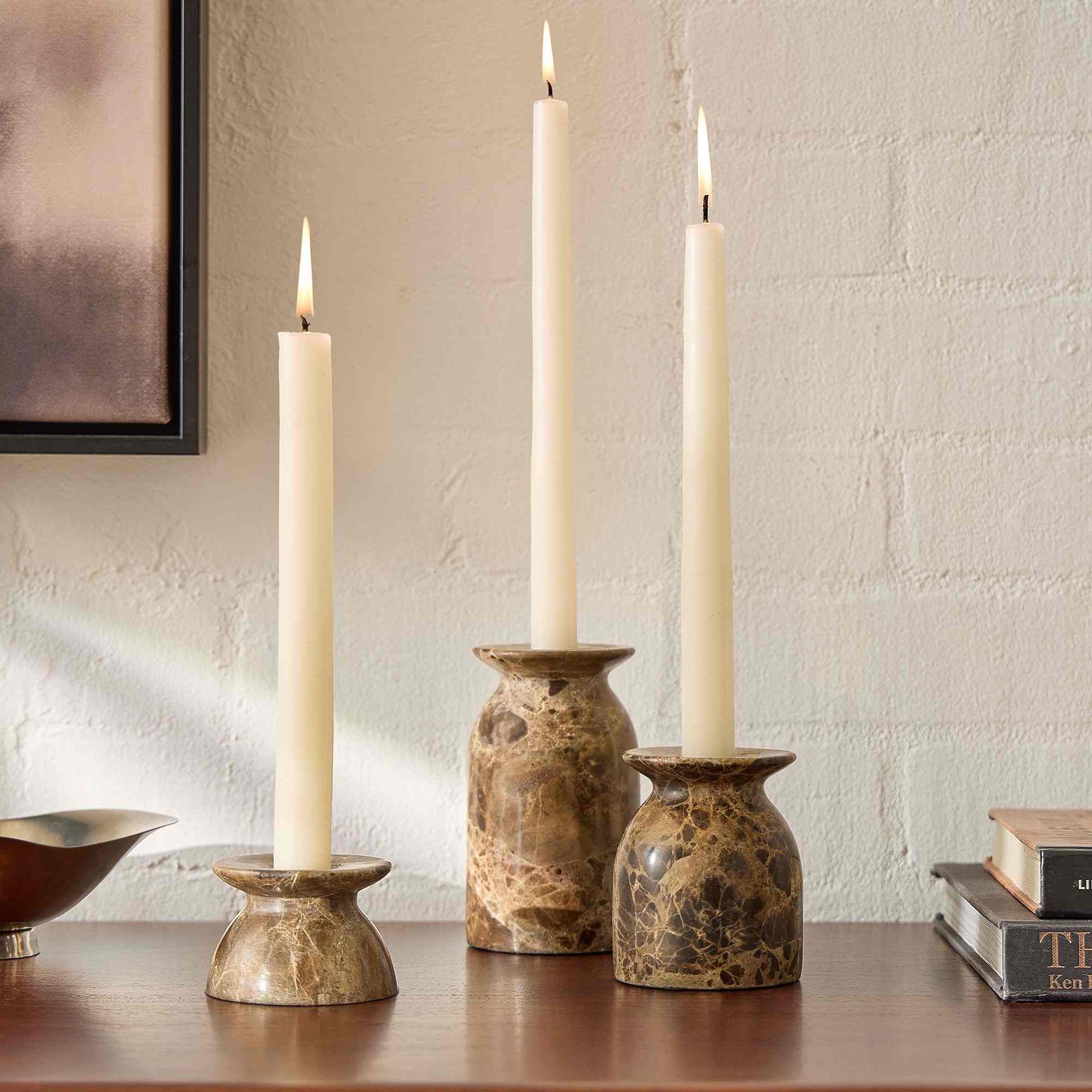 west elm | Marbled Stone Taper Holders