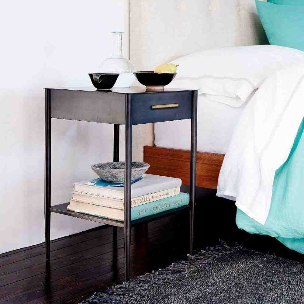 Metalwork Nightstand with Handle - Hot-Rolled Steel Finish
