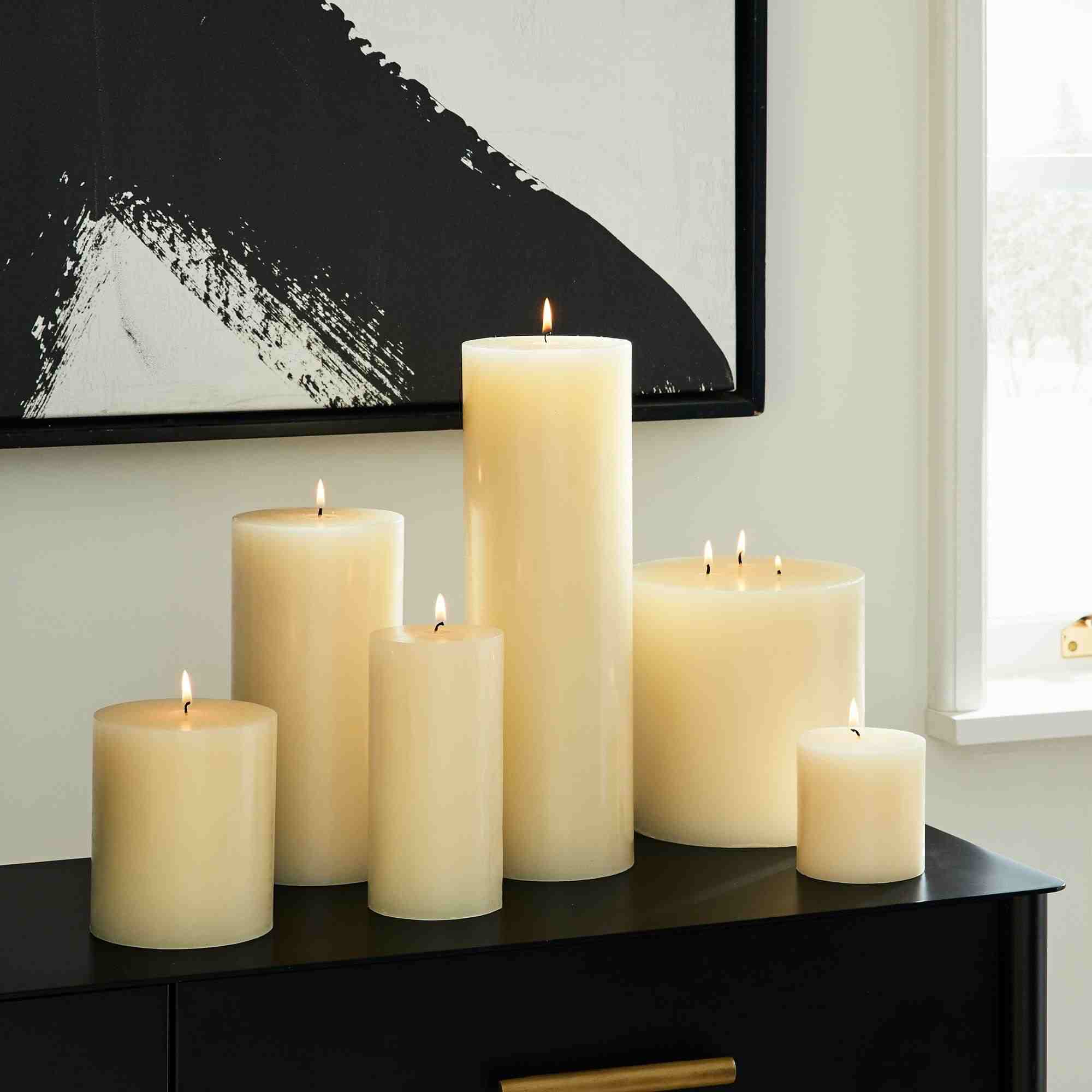 Unscented Wax Pillar Candle