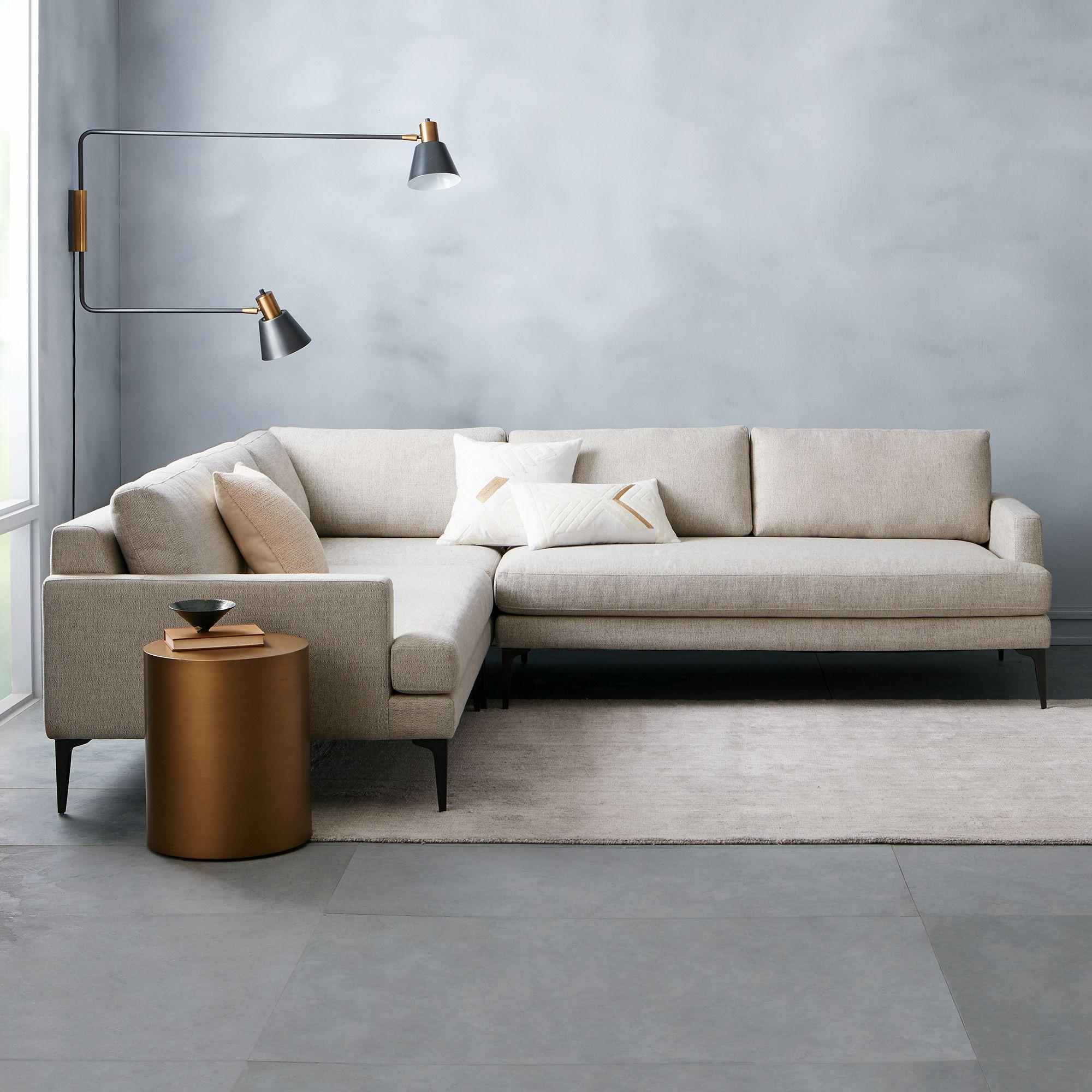 Andes L - Shaped Sectional, Twill Stone