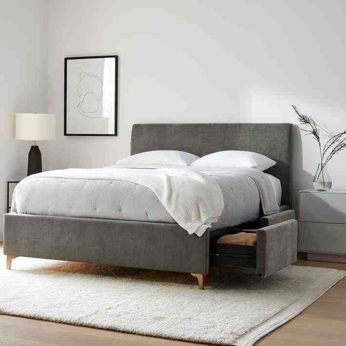 Andes Side Storage Bed, Velvet, Pewter