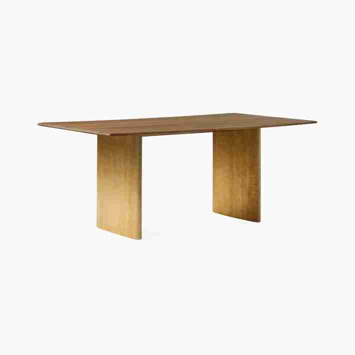 west elm | Anton 86" Dining Table, Burnt Wax with Antique Brass Legs