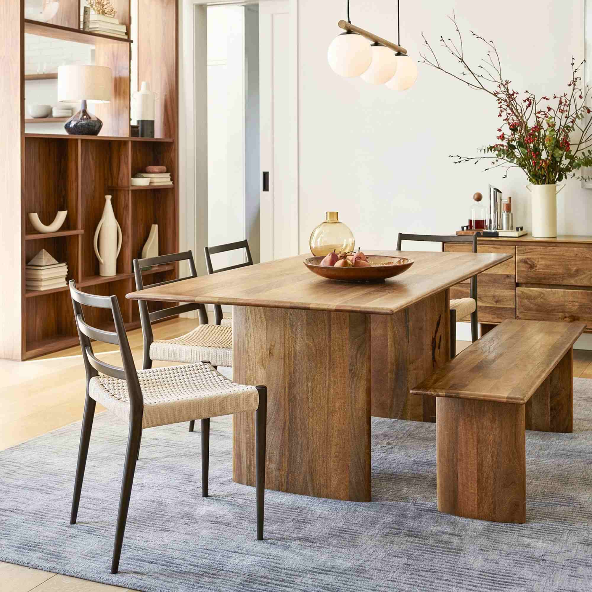 Anton Solid Wood Dining Bench - Burnt Wax