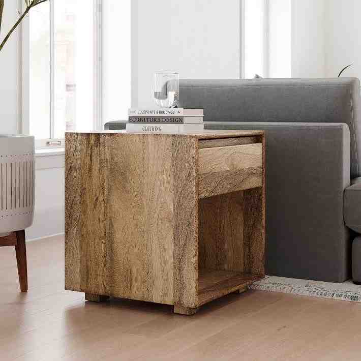 Anton Solid Wood Side Table, Burnt Wax