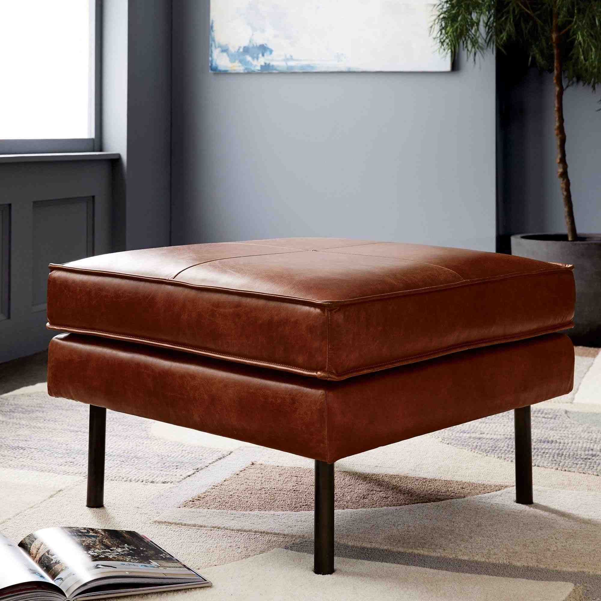 Axel Leather Ottoman