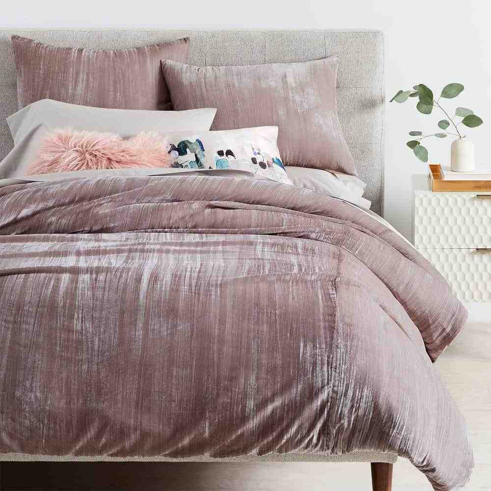 Crinkle Velvet Duvet Cover + Shams