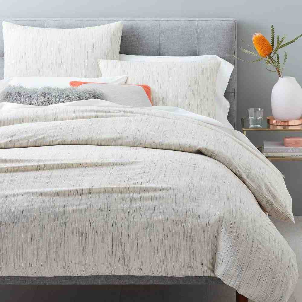 Washed Melange Jacquard Duvet Cover + Shams