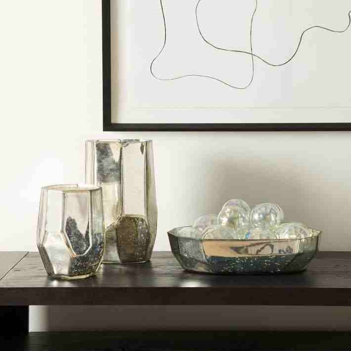 Basalt Mercury Glass Hurricane Mercury Large