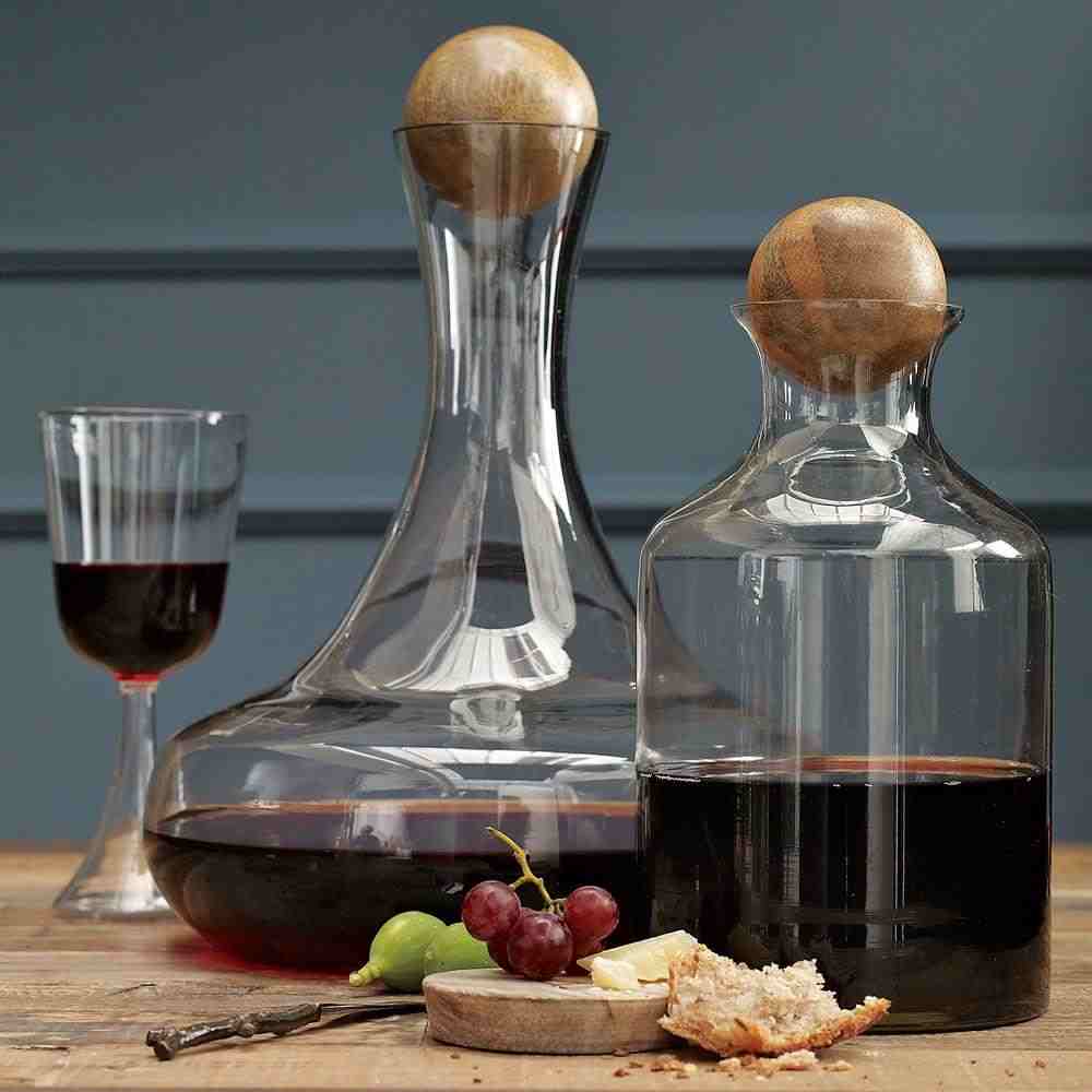 Glass Decanters with Wood Stoppers
