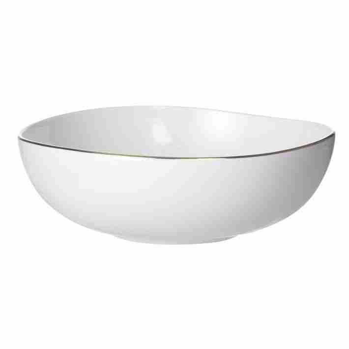 Organic Shaped Porcelain Dinnerware, Set of 4 - Metallic Rimmed