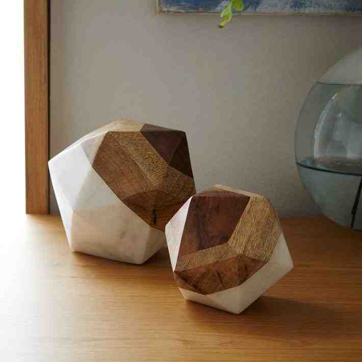 Marble + Wood Geometric Objects