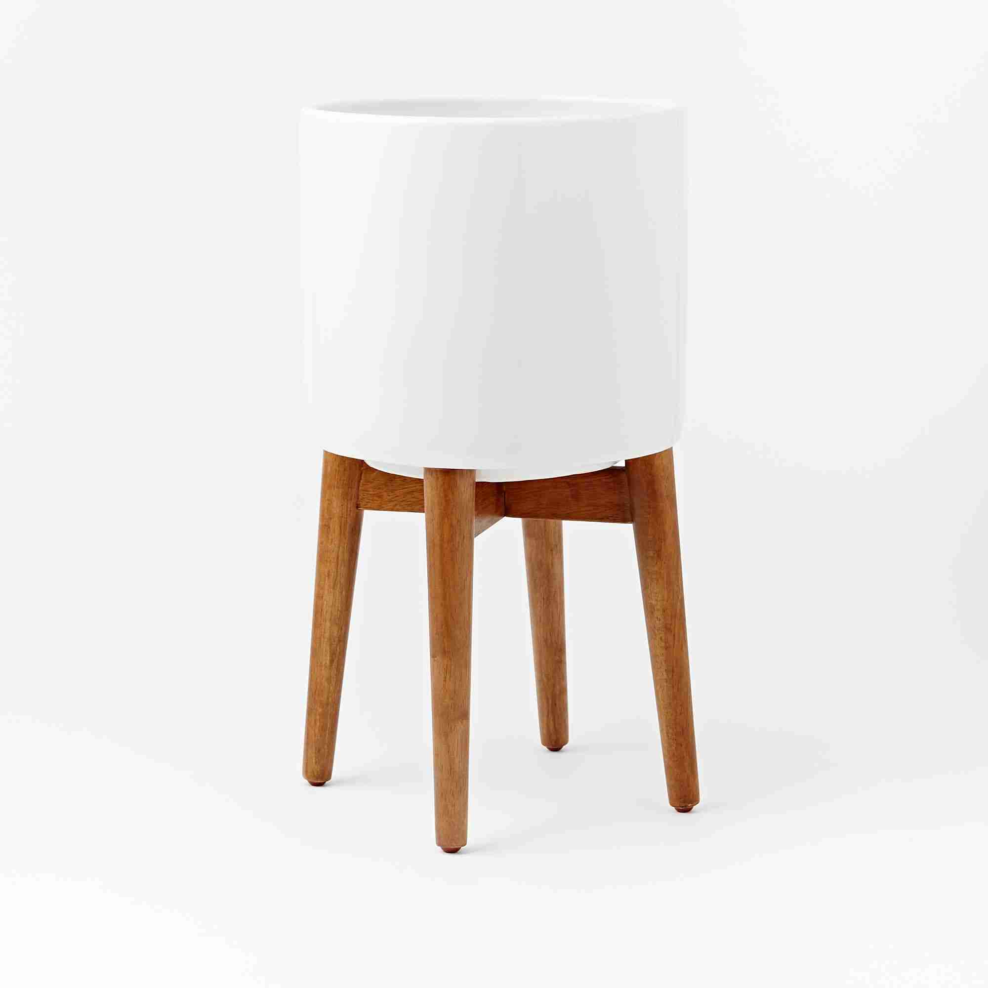 Mid-Century Turned Leg Standing Planters - Solid