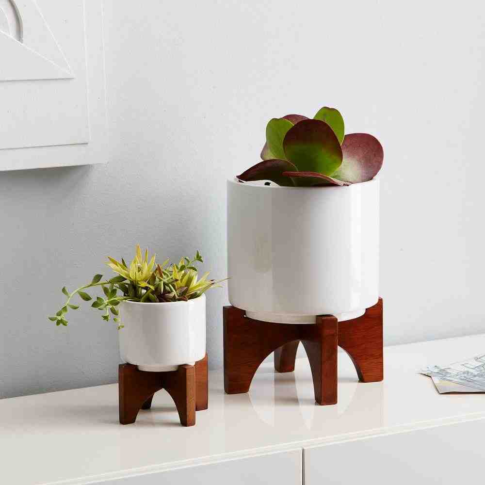 Mid-Century Turned Leg Tabletop Planters