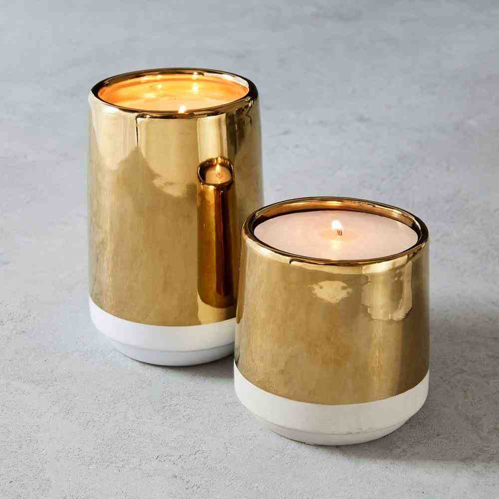 White + Gold Candle - Smoked Tonka