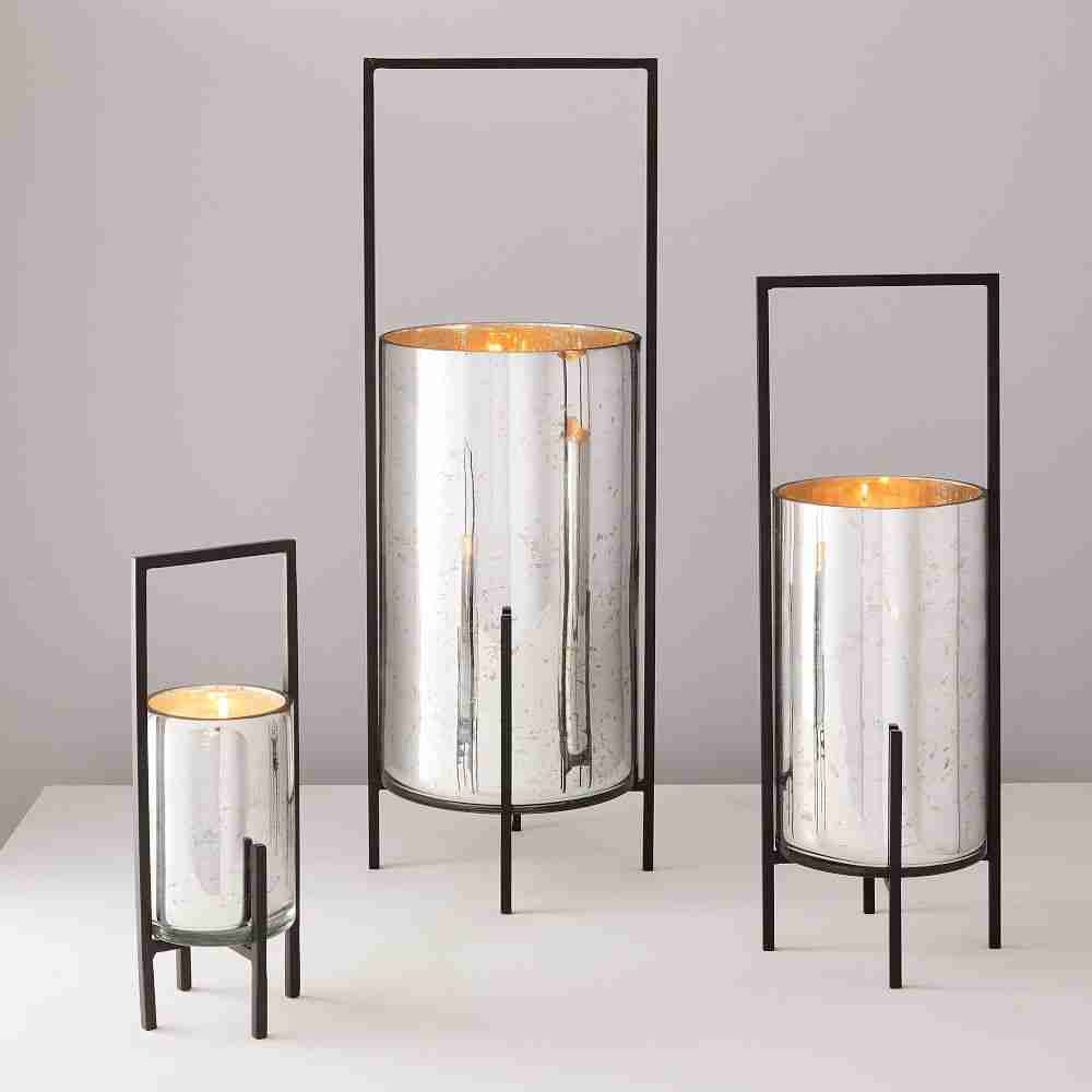 west elm | Mercury Glass Hurricane on Stand