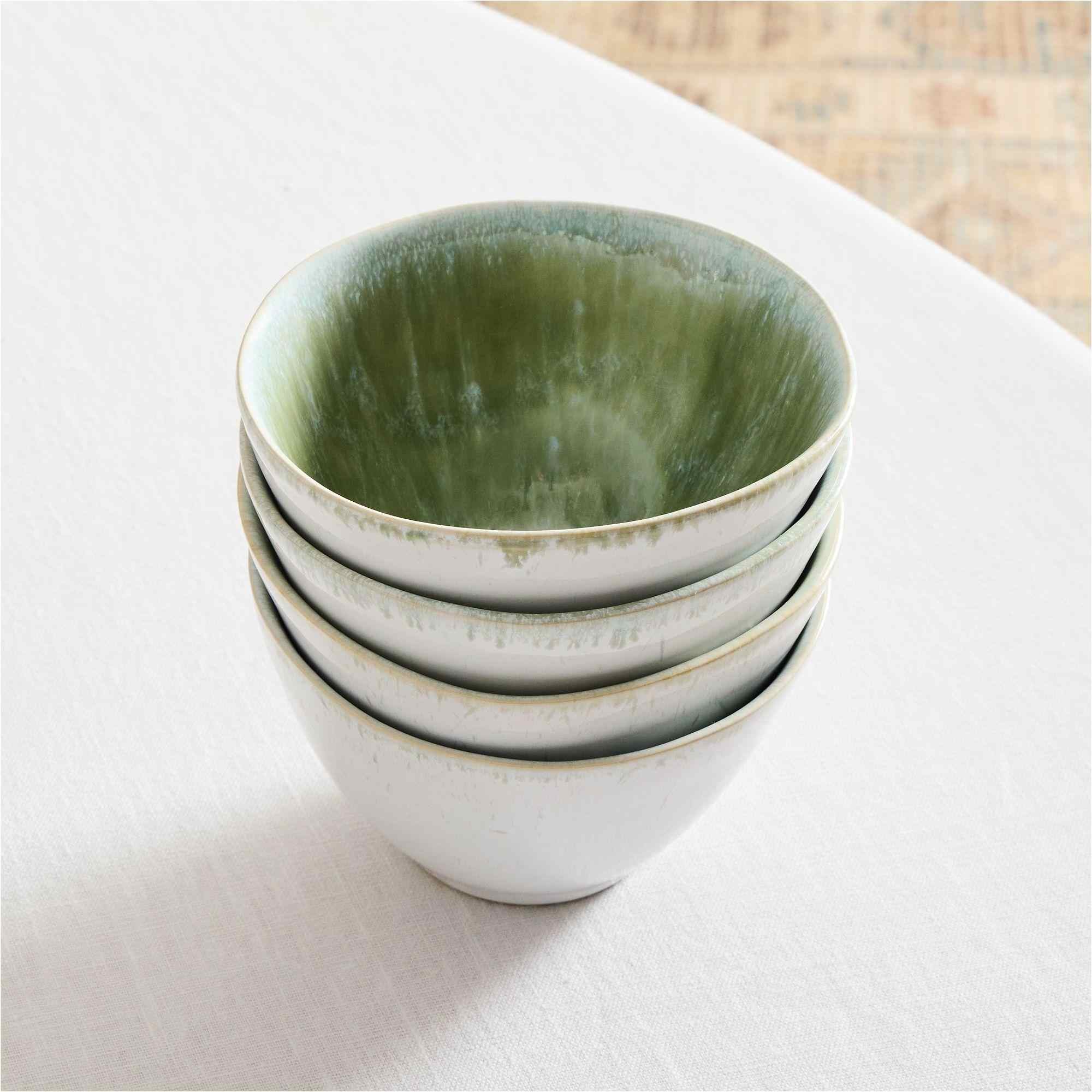 Reactive Glaze Bowl - Dusty Mint, Set of 4