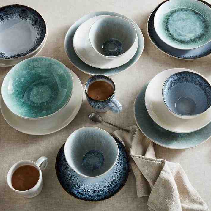 Reactive Glaze Dinnerware Set - Black/White