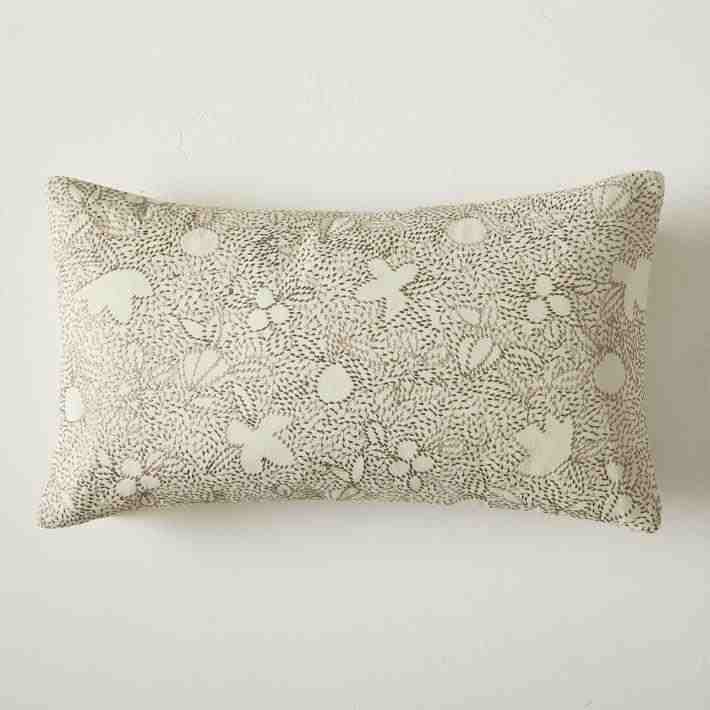 Embroidered Vintage Floral Pillow Cover