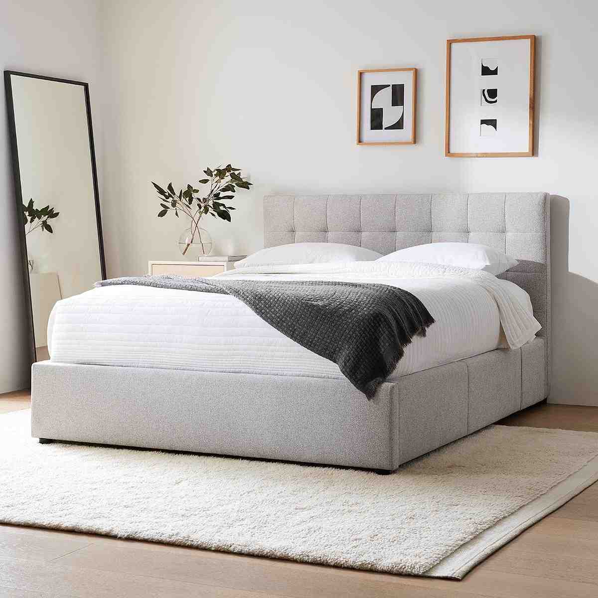 Emmett Grid Tufted Side Storage Bed