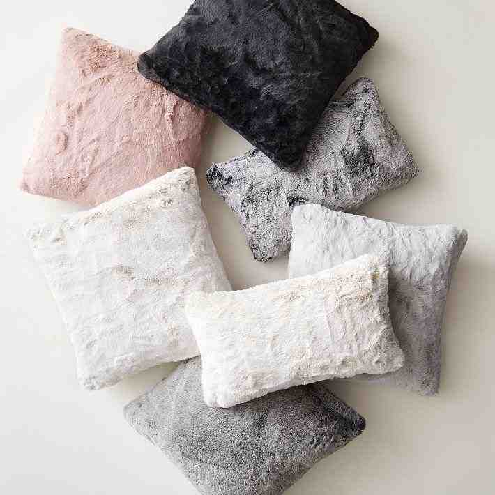 Faux Fur Chinchilla Pillow Cover , 20x20 Inches