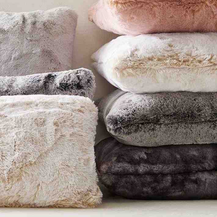Faux Fur Chinchilla Pillow Cover , 20x20 Inches