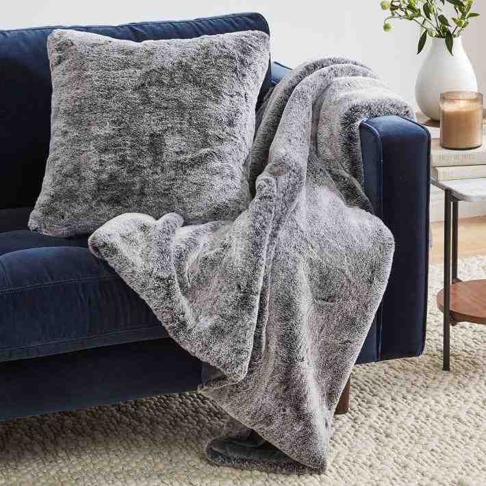 Faux Fur Chinchilla Throw,Individual