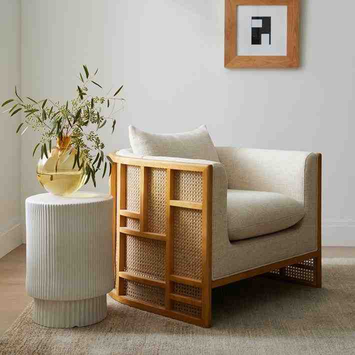 Textured Collection Side Table, White