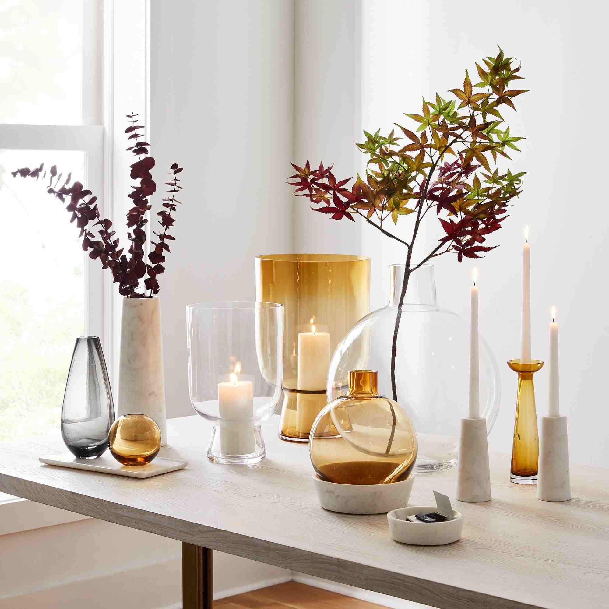 Foundations Glass Tapered Vase, Silver
