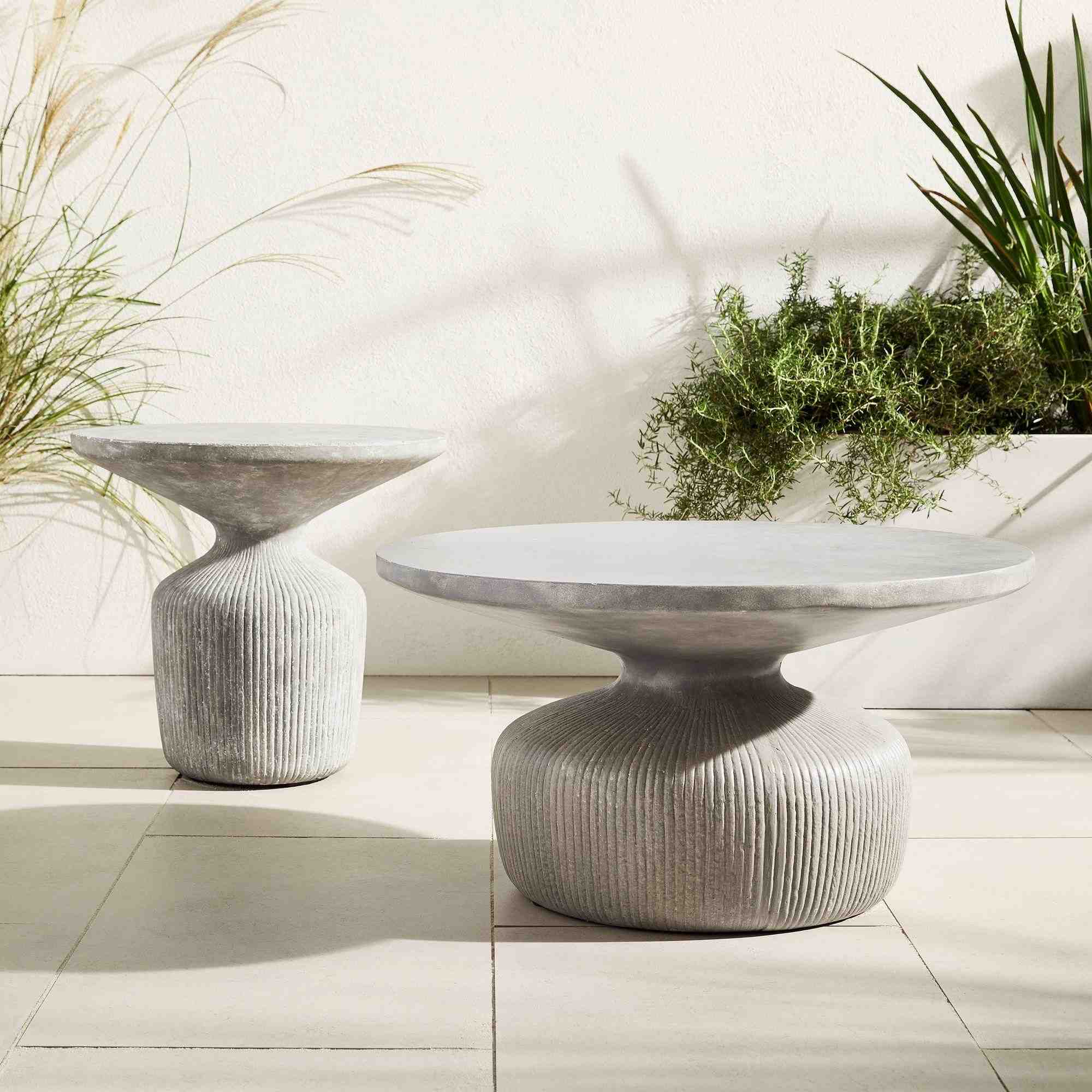Tambor Concrete Outdoor Drum Side Table