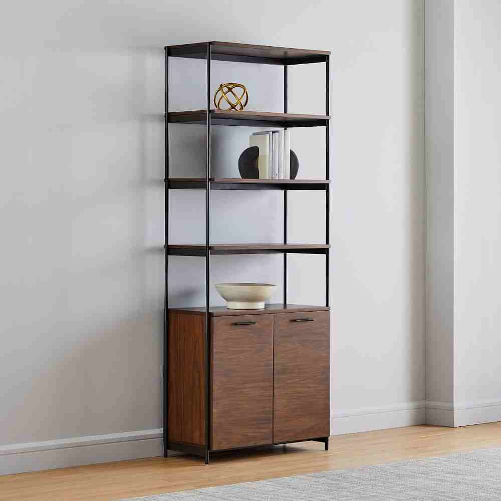 Foundry Wide Bookcase - Dark Walnut