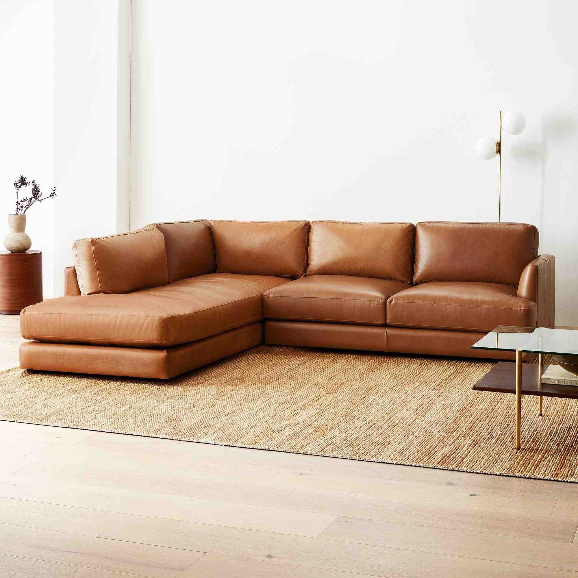 Haven Leather 2-Piece Chaise Sectional (108")