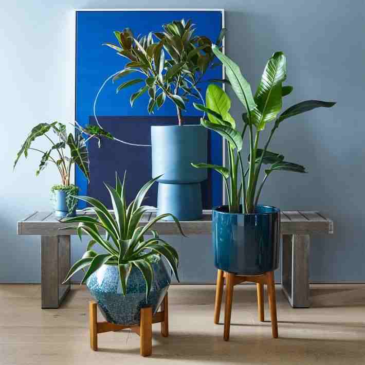 New Turned Wood Earthenware Planter