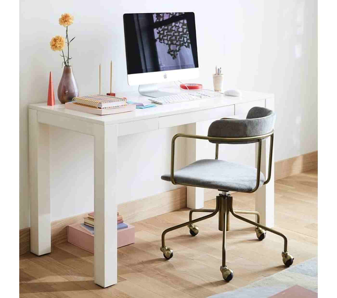 Lenox Swivel Office Chair, Distressed Velvet