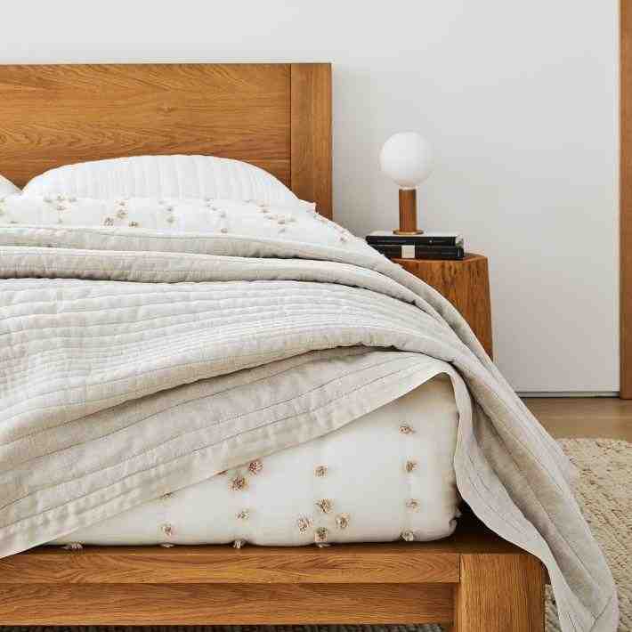 European  Flax Linen Linework Quilt & Shams