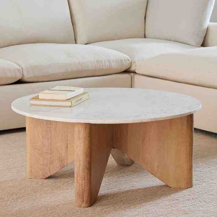 Maddox Round Coffee Table, Cerused White