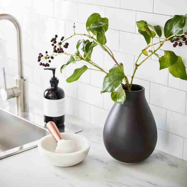 Mortar Pestle Copper Marble, White