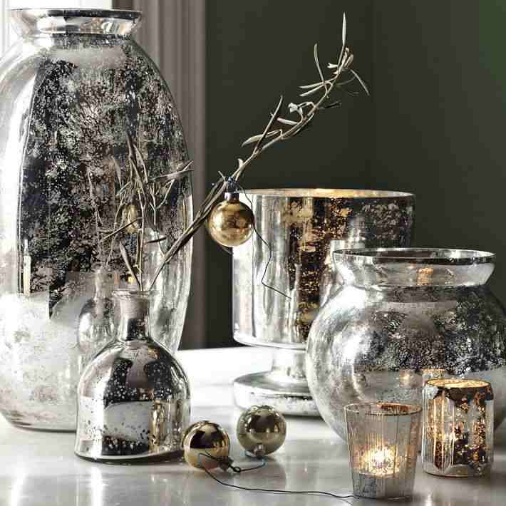 Mercury Glass Votives , Set of 6