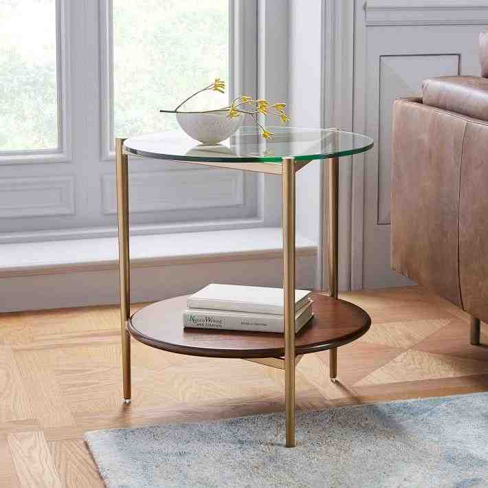 Mid-Century Art Display Side Table, Walnut