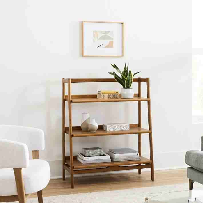 Mid Century Bookshelf - Low Wide, Acorn Finish