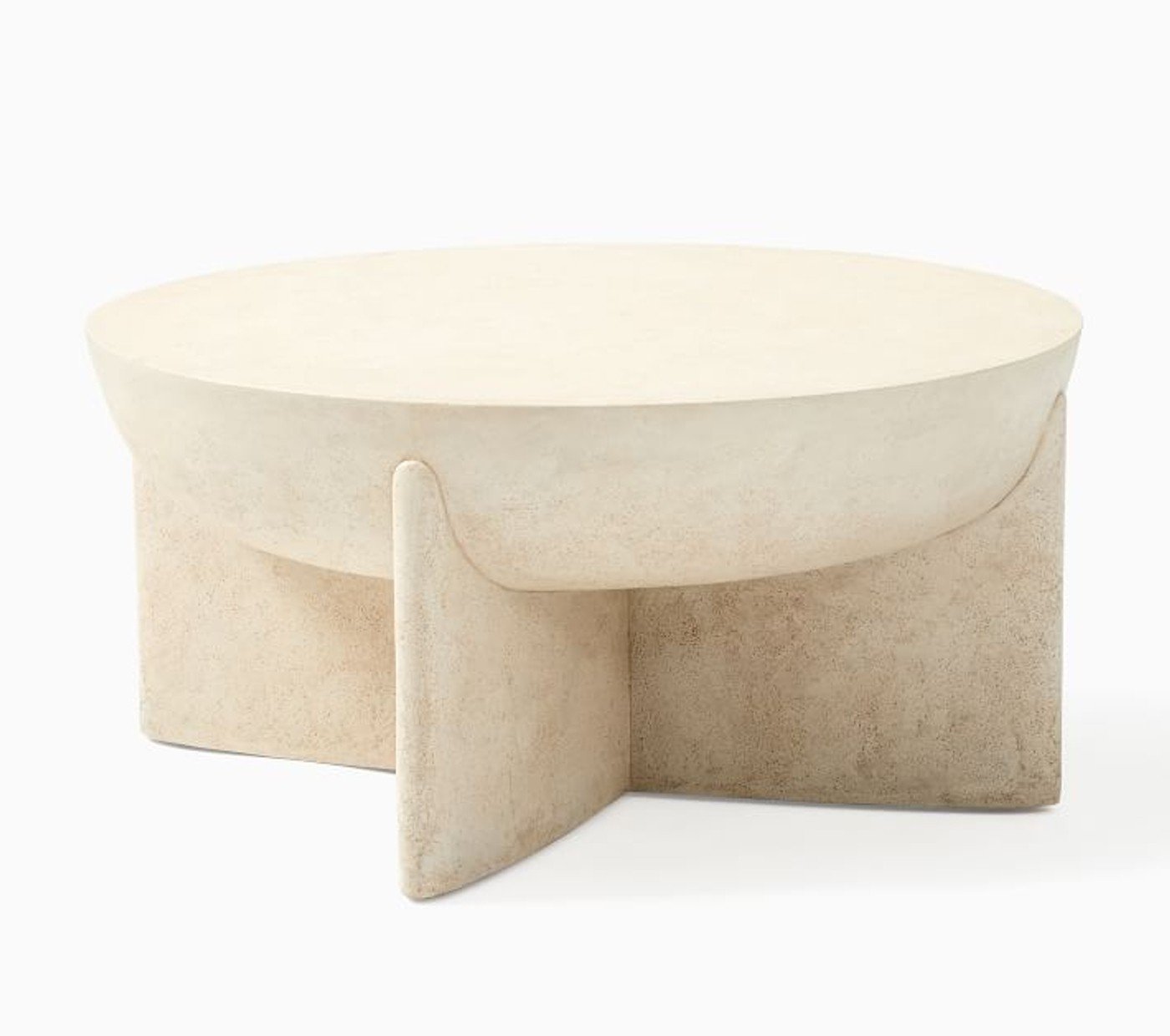 Monti 30" Coffee Table, Lava Stone, White