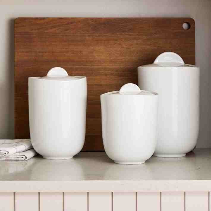 Organic Porcelain Kitchen Canister, White
