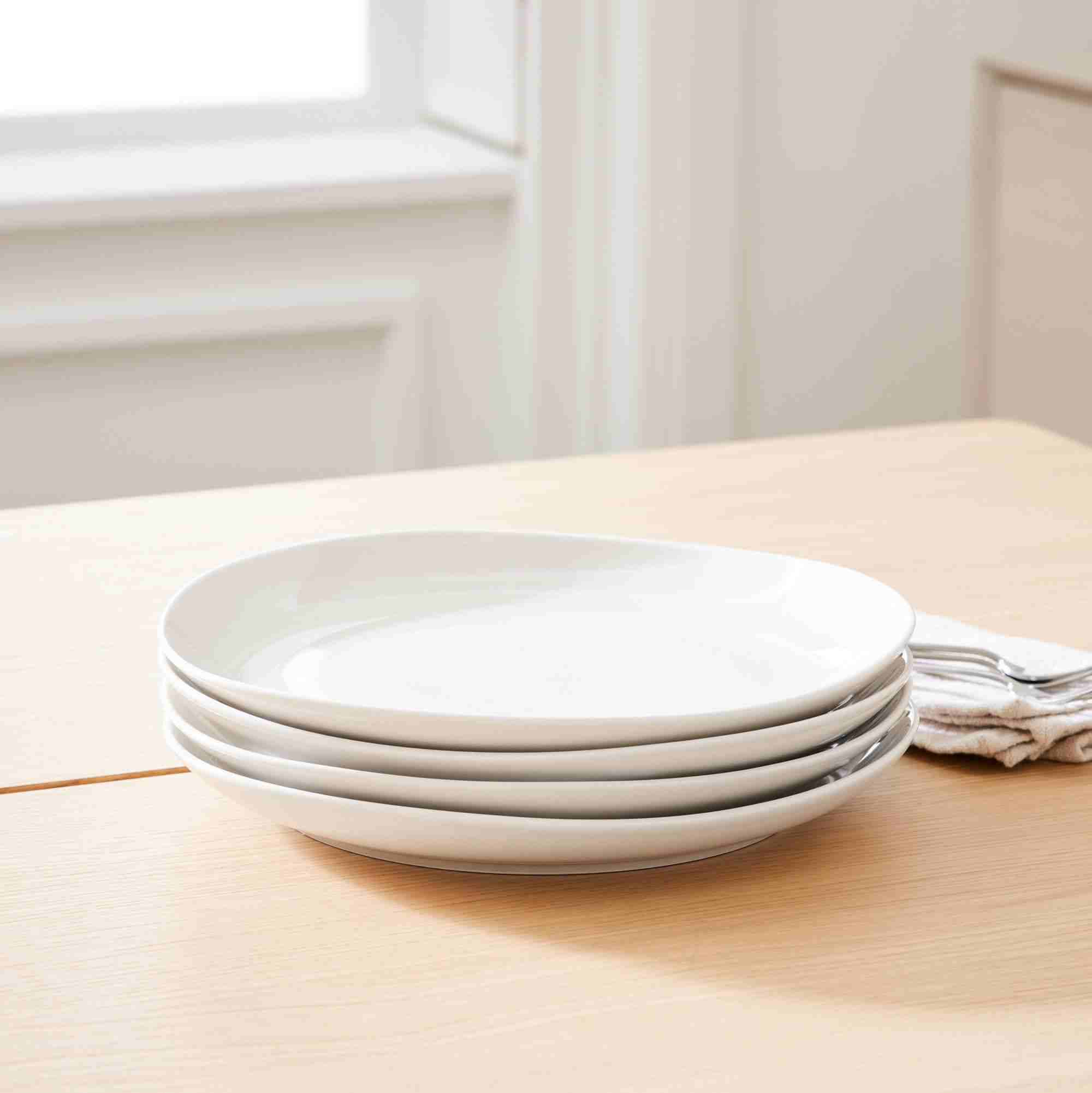 Organic Shaped Porcelain Dinner Plate - Set of 4, Ivory