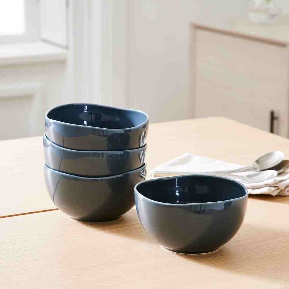 Organic Shaped Porcelain Cereal Bowl - Set of 4, Koala